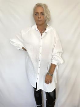Oversized Musselin Hemd weiß